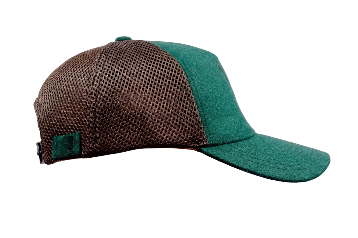 FS Jagd Cap – Jagdkappe aus Loden & Mesh | Erlegerbruch-Halter | Kaliber-Stickerei | Waldgrün